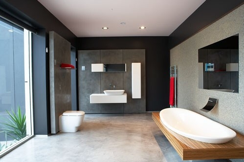 x-bond concrete floor bathroom