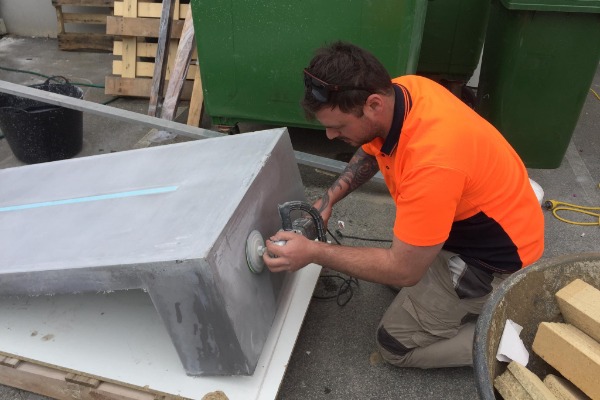 concrete benchtop sanding