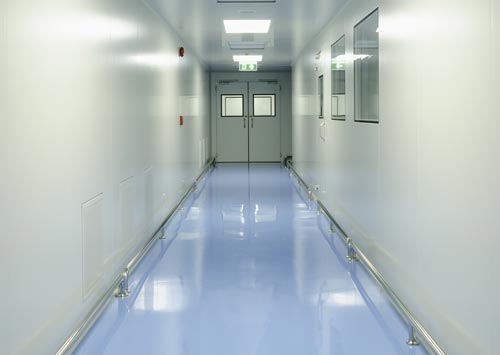 epoxy floor in laboratory corridor