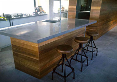 residential concrete kitchen benchtops in Perth polished concrete table top with sink