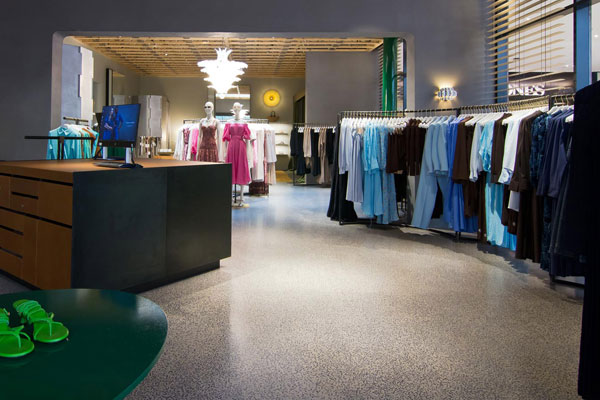 modern nuovo terrazzo clothing store floor