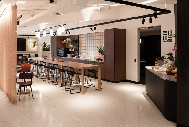 terrazzo finish dining kitchen area